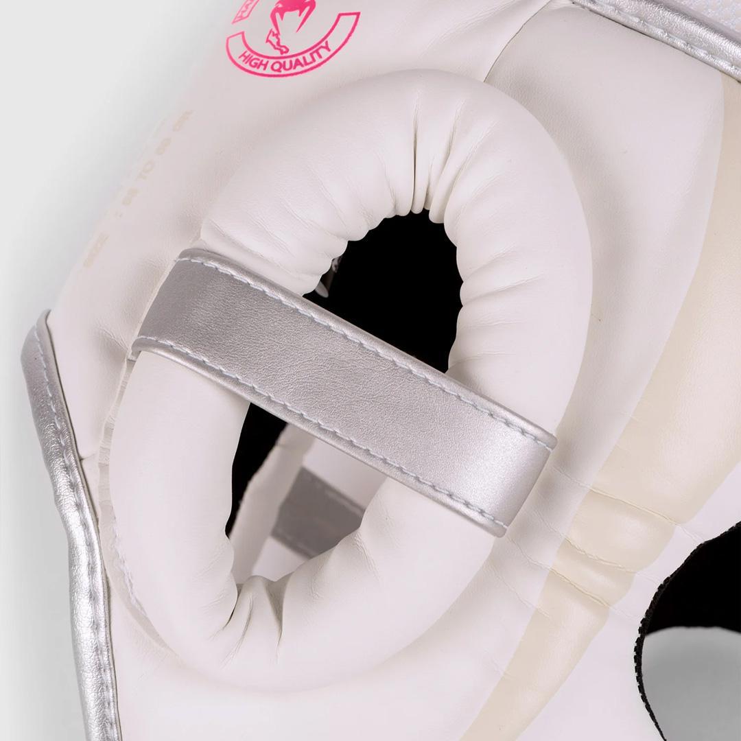 Venum Elite Headgear - White/Silver-Pink